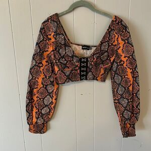 Pretty Little Thing Snakeskin Crop Top Size 2